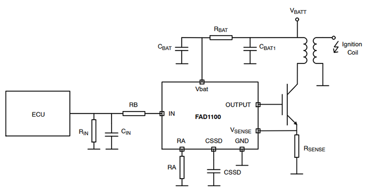 Schematic - onsemi FAD1100-F085 Ignition Gate Drive IC